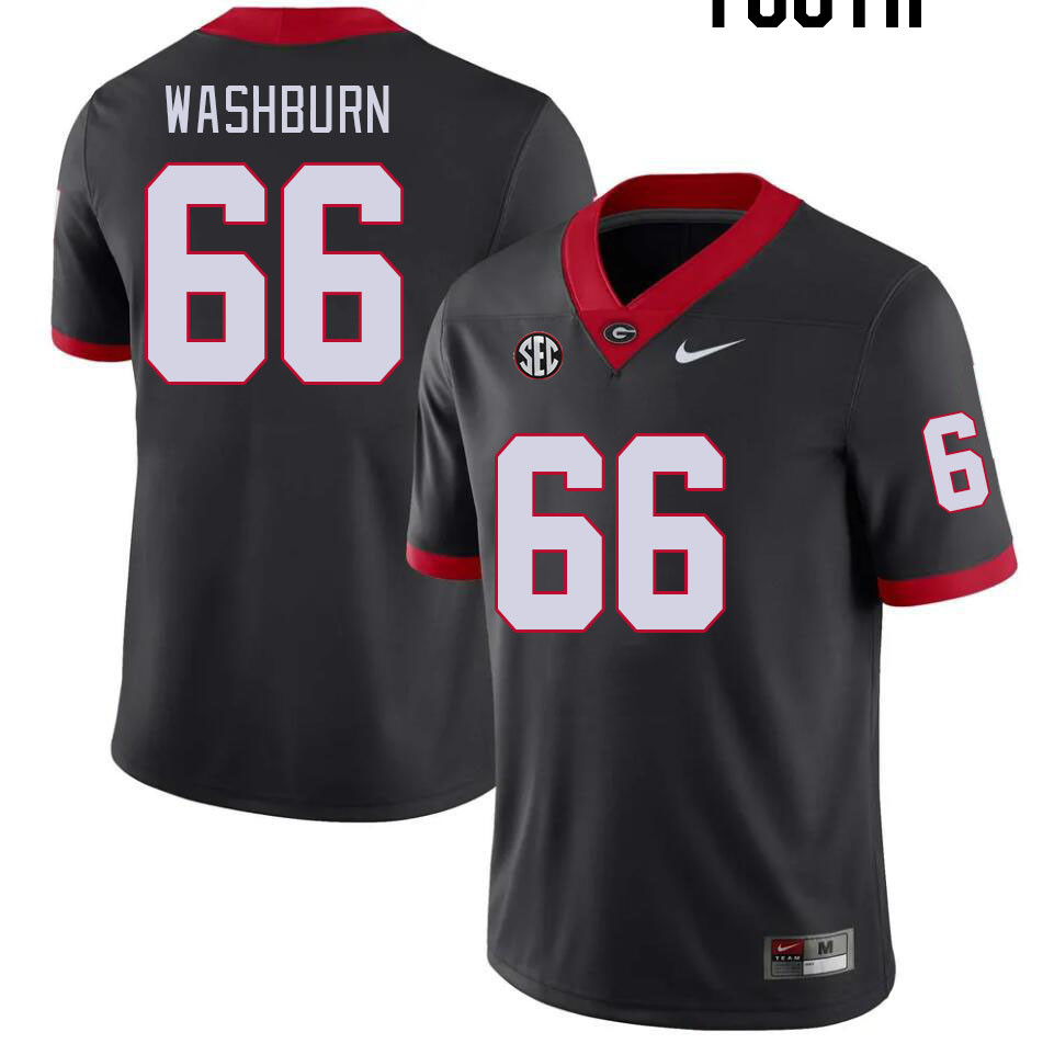 Youth #66 Jonathan Washburn Georgia Bulldogs College Football Jerseys Stitched-Black